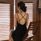 Fashion Backless Strap Dress Black Beach Vacation Short Dress Sexy Sleeveless Back Cross Dress
