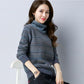 Autumn and Winter Plus Velvet Thick Sweater Knitted Loose Large Size Base Shirt High Neck Warm Female Sweater