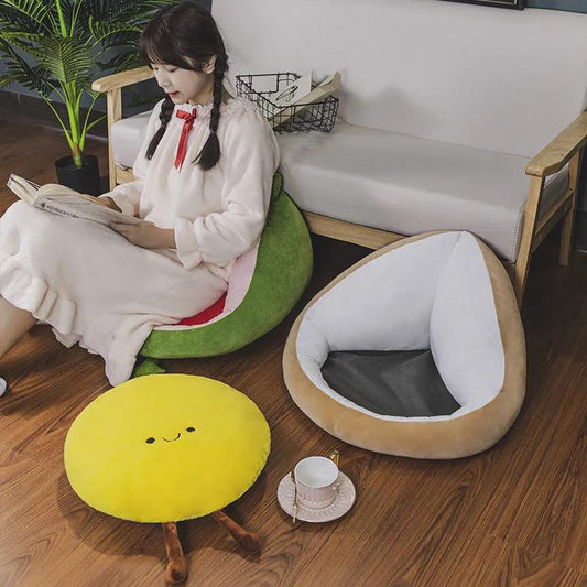 Cartoon Plush Cushion Emi-surround Cushion Tatami Futon Good Flexibility Anti-static Healthy Home Bedroom Living Room Balcony Relax Lounge Furniture