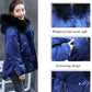 Autumn Winter Women's Cotton Jacket Hooded Parkas with Fur Collar Casual Drawstring Thick Shiny Winter Jacket