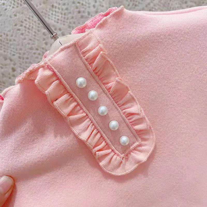Korean Version of Autumn and Winter Girls Plus Velvet Thick Bottoming Shirt Solid Color All-in-one Velvet Top