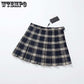 Women Skirts Cute Yellow Black Red Lattice Pleated Skirt Punk Style High Waist Short Skirt