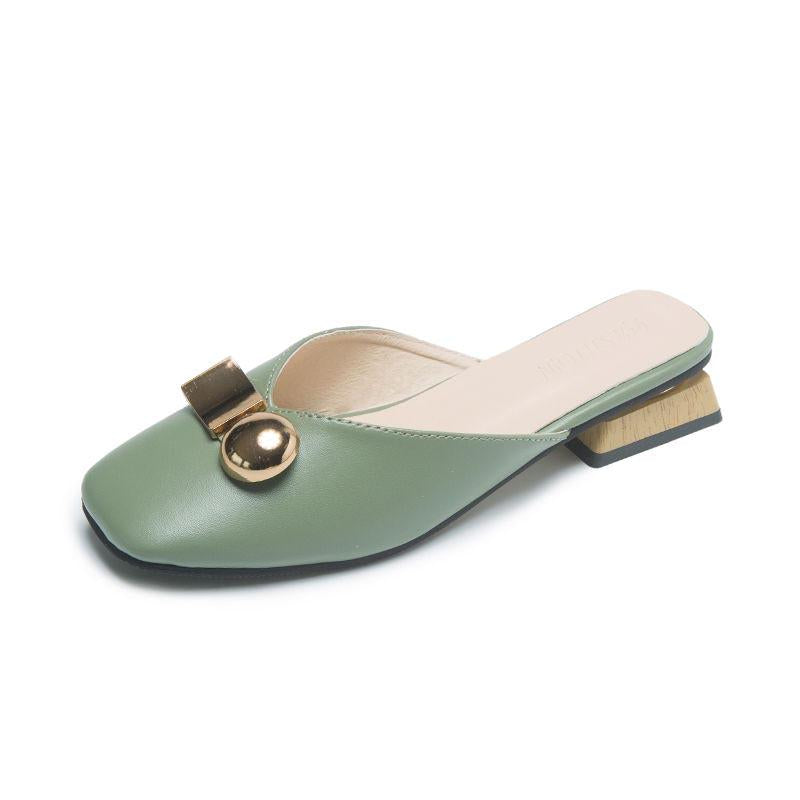 Size 35-40 Women All-match Shiny Slippers Outdoor Diamond High Heels Bohemian Beach Wear-resistant Non-slip Office Lady Baotou Sandals