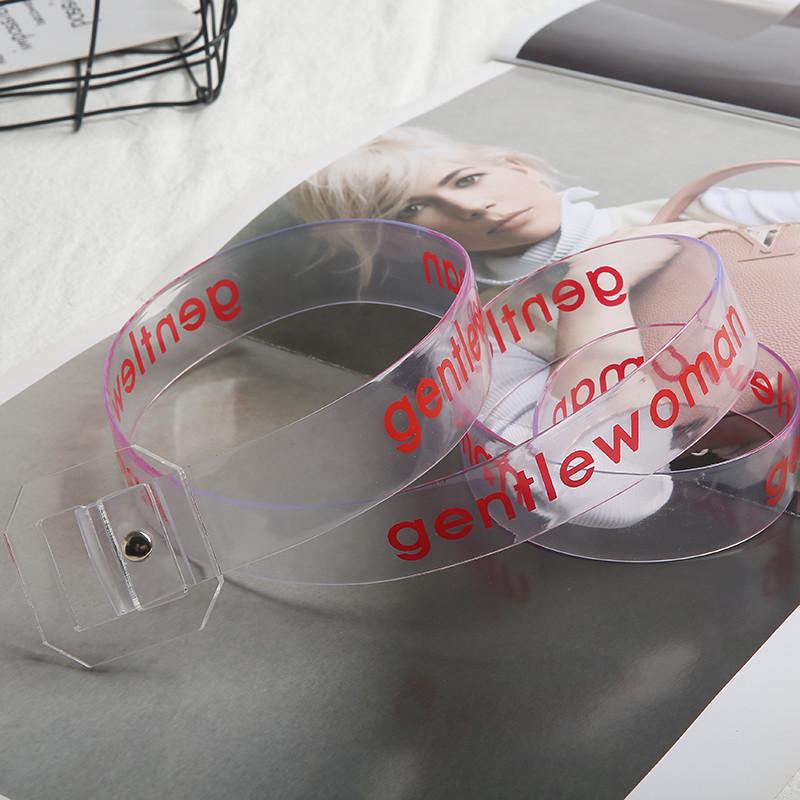 Letter Transparent Belt Female Simple Wild Korean Student Jelly PVC Pants Belt Female