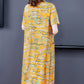 Women's Summer Plus Size Loose Long Dress Mother Dress Print Slim Skirt