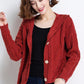 Autumn and Winter Knitted Hoodie Cardigan Short Loose Top Simple Solid Color Female Jacket