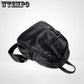 New Vintage fashion black Backpack Women Retro PU Leather Rucksack Big Capacity School Bag