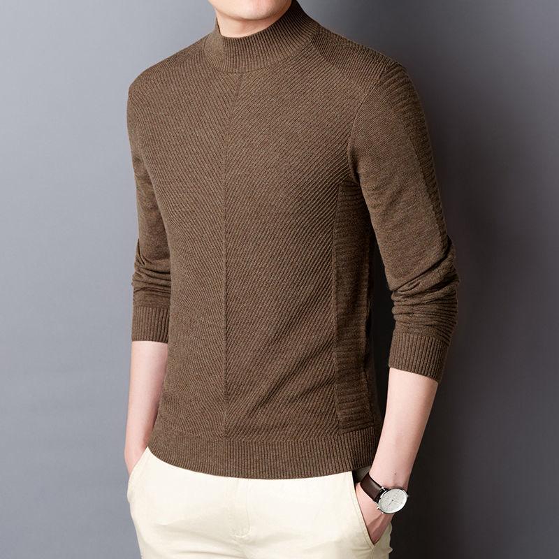 Men's Long-sleeved Knitted Sweater Plus Size Autumn and Winter Warm and Cold Round Neck Bottoming Sweater