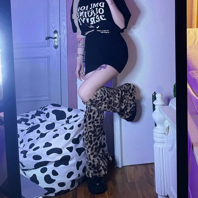 Japanese Harajui Feng Retro Leopard Leg Case Y2K Millennium Sexy Smell Sometimes Sock Socks Falls and Winter Hear Hardcore Smecks JK