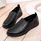 Black Work Shoes Men's Restaurant Go To Work Flat Leather Shoes Men's Non-slip Soft-soled Shoes