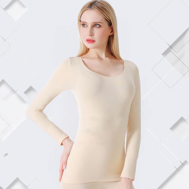 Women Plus Size Winter Thermal Underwear Autumn Clothes O-neck Tight Suit Thicken Windproof Comfortable Soft Lining Long Sleeve High Elasticity Slim