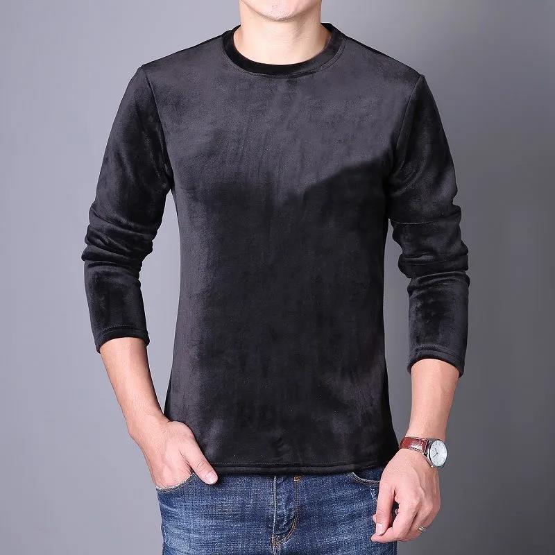 Men's Long-sleeved T-shirt V-neck Bottoming Shirt Gold Velvet Warm and Comfortable Slim Fit