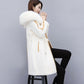 Winter Faux Woolen Coat Women's Long Thick Warm Hooded Coat Slim Plus Size Overcoat with Faux Mink Fur Collar