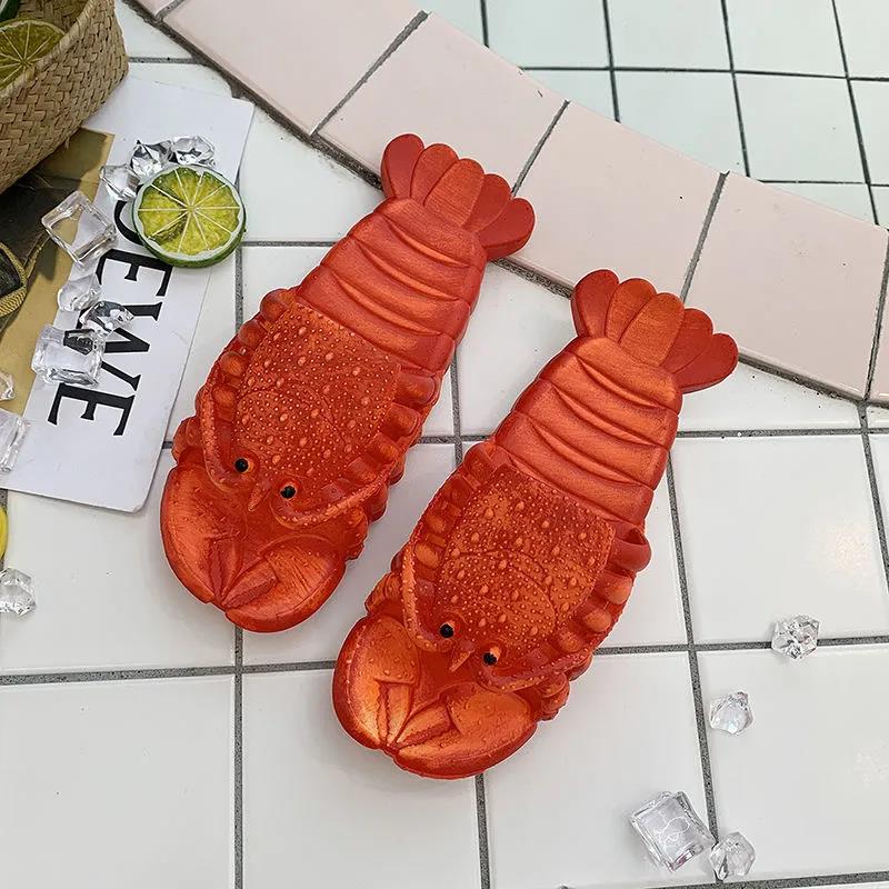 Unisex Beach Slippers Sandals Women Large Size Family Funny Lobster Slippers Girl Summer Shoes