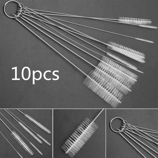 10Pcs/set Household Kitchen Clean Tool White/Black Nozzle Bottle Tube Cleaning Brush Set