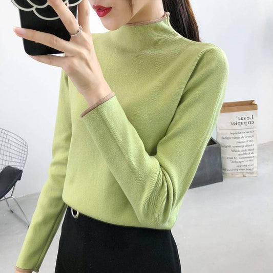 Knitting Women Sweaters and Pullovers Solid Turtleneck Slim Casual Ladies Knitted Sweater Winter