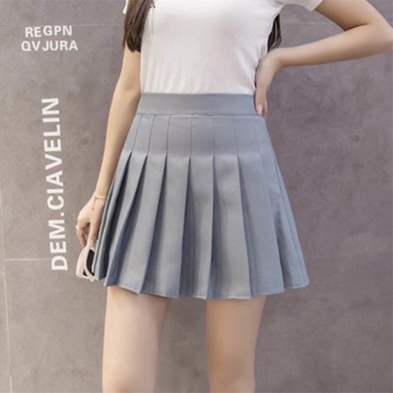 Women Mini Pleated Skirt Casual Loose Plaid Skirt 2020 Korean Style A-Line Skirt High Waist Skirt