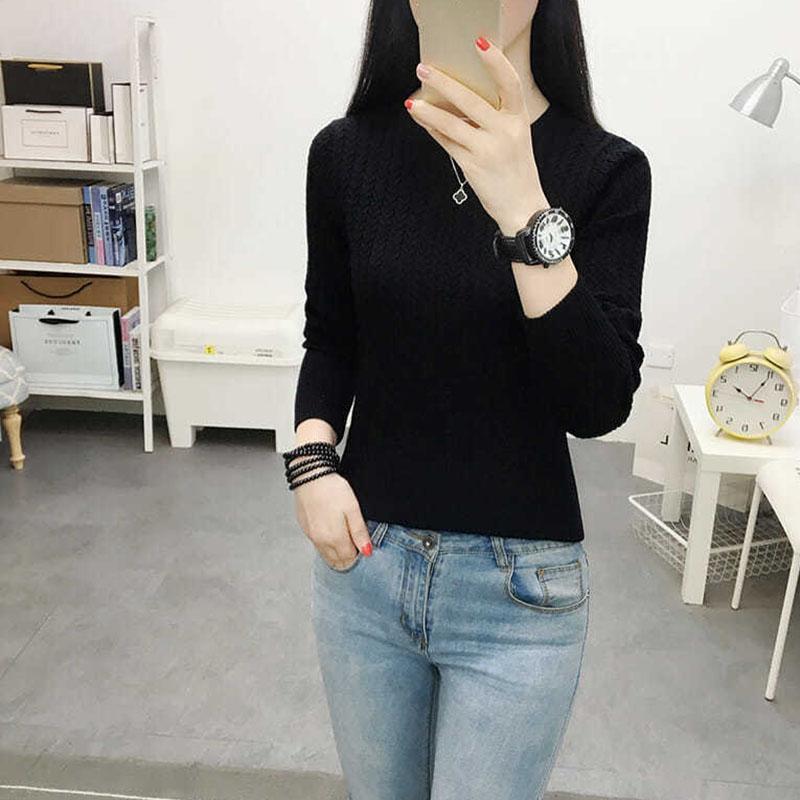 Autumn and Winter Round Neck Thread Bottoming Shirt Long Sleeve Knitted Sweater Fashion Casual Women's Top