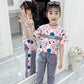 Girls Suit Summer Sports Leisure Loose and Breathable Children's Clothing Girl Short-sleeved Trousers Letter Printing All-match Two-piece Set