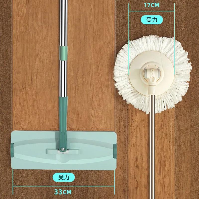 Floor Mop Bucket Hand Free Household Automatic Flat Floor Mop Kitchen Home Wooden Floor Cleaning Microfiber Pads