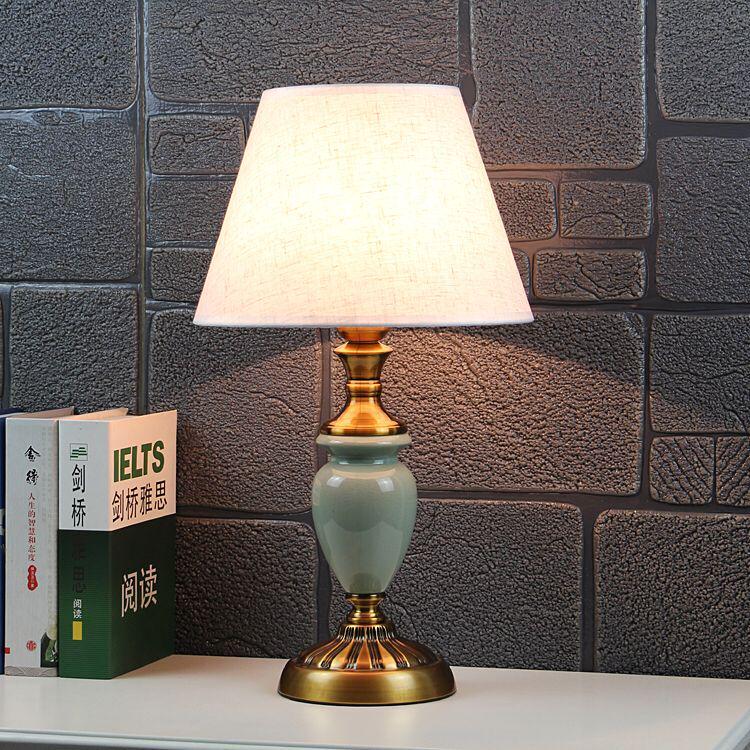 Resin Table Lamp Living Room Button Switch Bedroom Bedside Table Lights Fabric Home Decoration