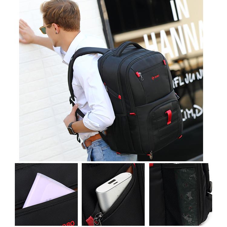 Men's Backpack Waterproof/Large Capacity /USB Charging Laptop Backpack 17 Inch School Bag for Boy Nylon/Canvas Black/Gray PS-501