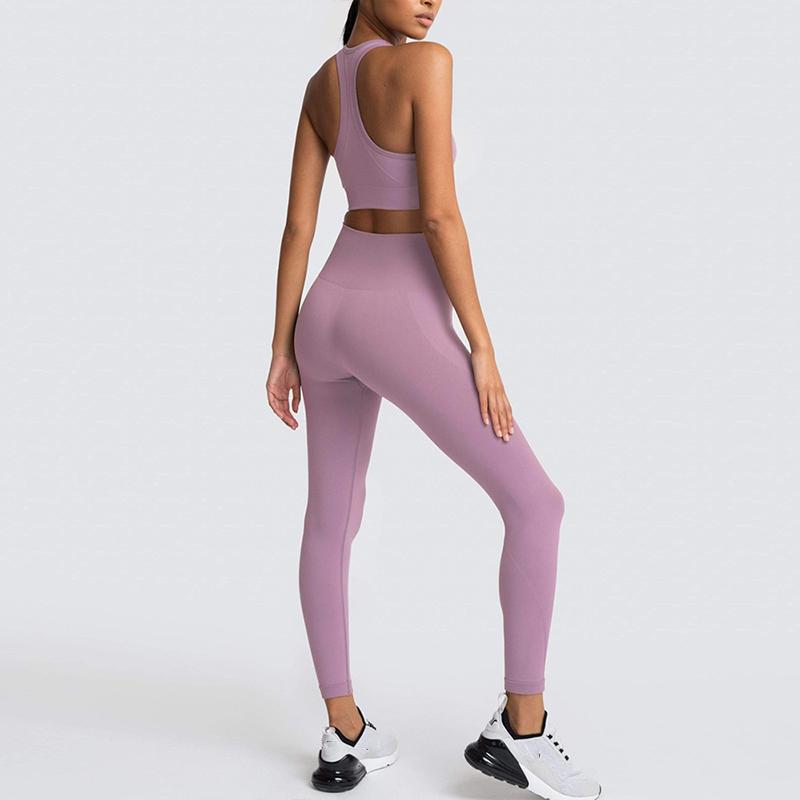 Sports Outfit Fitness Set Athletic Wear Yoga Clothing Set Sports Suit Women Sportswear Seamless Knit Hips Sports Yoga Set Fitness Bra Vest Set