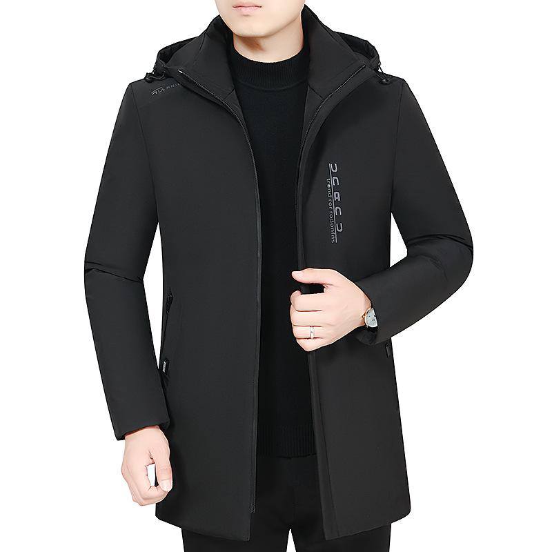 Men's Hooded Jacket Winter Warm Thick Long Sleeve Zipper Male Stand Collar Down Padded Jacket