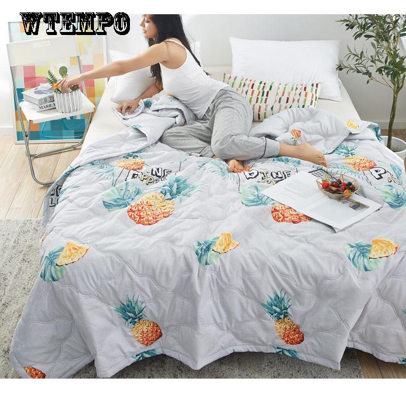 WTEMPO Comfortable Summer Cool Quilt Fashion Cartoon Print  Dormitory Quilt Air Conditioning Was