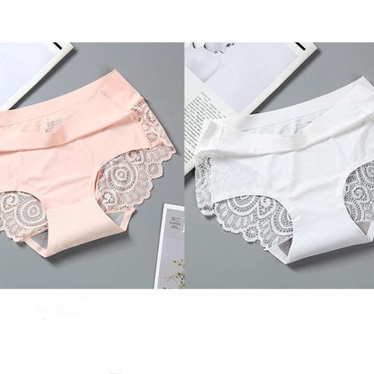 2Pcs/lot Seamless Women Hollow Out Panties Set Underwear Comfort Lace Briefs Low Rise Female Soft Lady