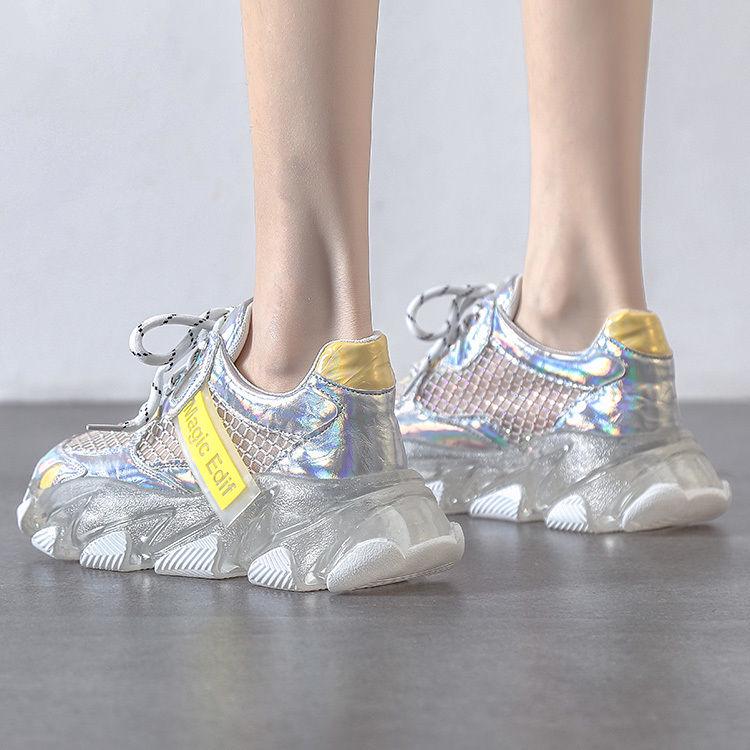 Thick Bottom Hollow Dad Sandals Female Summer  Wild Sponge Cake Crystal Shoes Korean Version of Breathable Sports Shoes