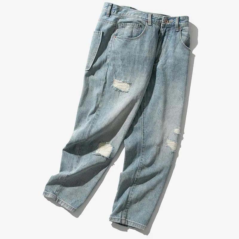 Spring and Autumn Men's Jeans Loose Straight Light Colored Men's Jeans
