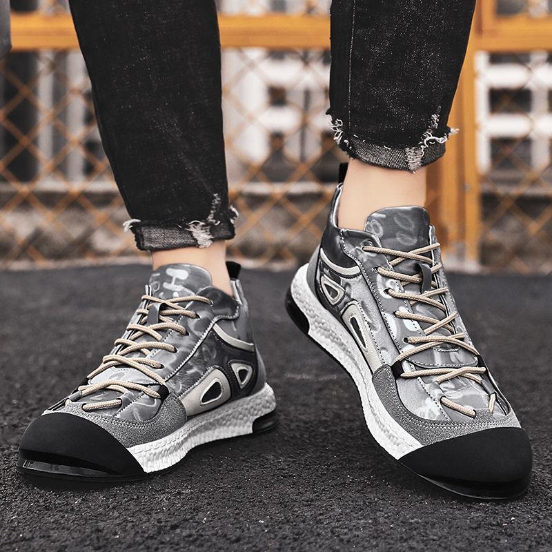 Fall Men's Korean Style Martin Boots Trendy Student All-match Mid-cut Boots Men's Waterproof High-top Shoes