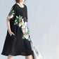WTEMPO Plus Size Ladies Dress Summer Short Sleeve Round Neck Casual Knee-length Dress