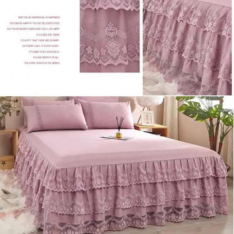 Princess Style Bed Sheet Skirt Three-piece Suit Double Bedspread Protector