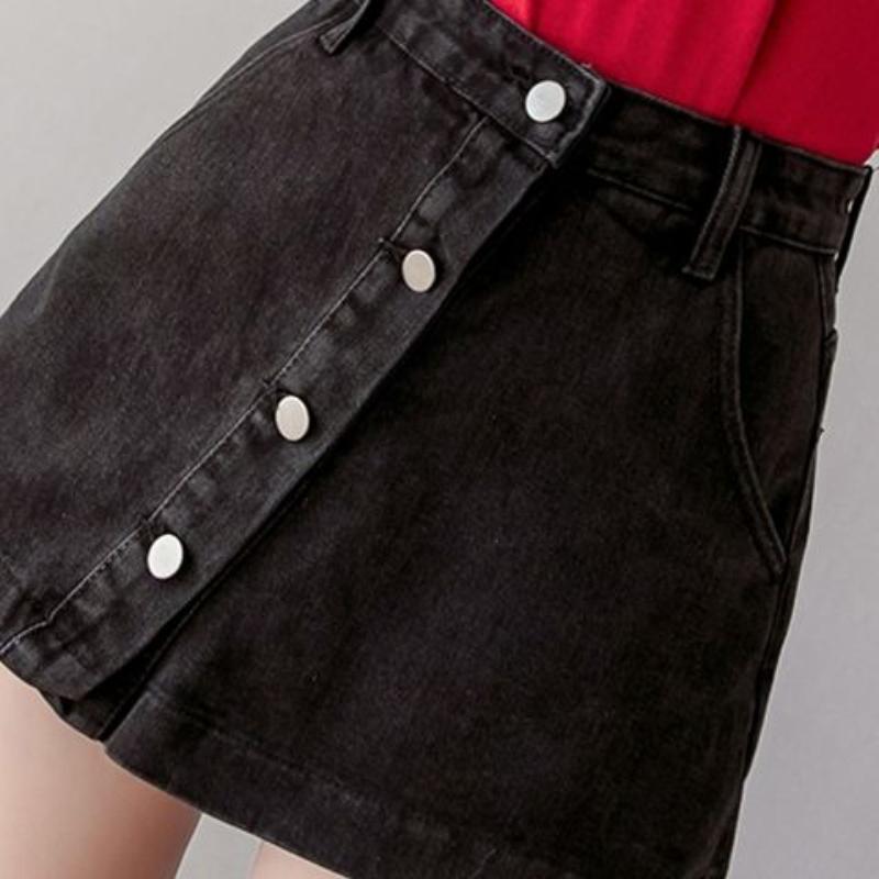 Women's Jeans Skirt High-waist Women's Plus Size Slim Wide-leg Korean Casual Shorts