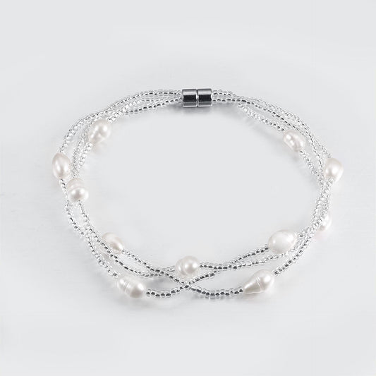 Freshwater pearl bracelet Wrist chain Fashion magnet obedient girl multi-layer Freshwater pearl bracelet