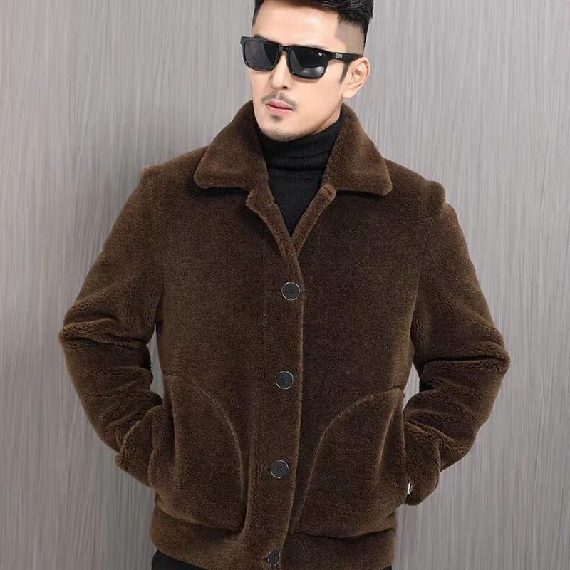 Men's Winter Fur Coat Fur Coat Imitation Lamb Hair Short Leather Sheep Shearing Coat Thick Jacket
