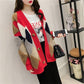 Women's Sweaters Autumn Winter Casual Plaid V-Neck Cardigans Button Cardigans Puff Sleeve Loose Sweater Coat