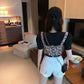 Summer Korean Version  The White Simple Short-sleeved T-shirt Plus Sweet Floral Sling Two-piece Jacket Women