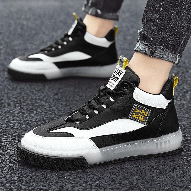 Summer Men's Breathable Heighten Shoes Trendy High Top Men's Tennis Shoes Sports and Leisure Student Basketball Board Shoes