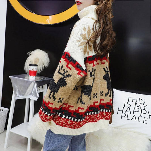 Sweaters Women Pullovers Christmas 2020 Round Neck Korean Vintage Fluffy Large Size Red Sweaters  Female