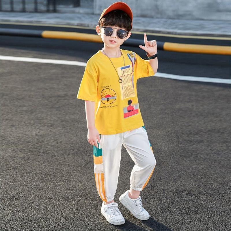 Two-piece suits Boys' Summer Clothes Short-sleeved Children's Wear Little Summer Big Children's Primary School Sports Suit