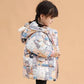 White Duck Down Children's Down Jacket Girls Mid-length Coat Baby Middle and Small Children Winter Thick Hooded Printed Cotton Jackets