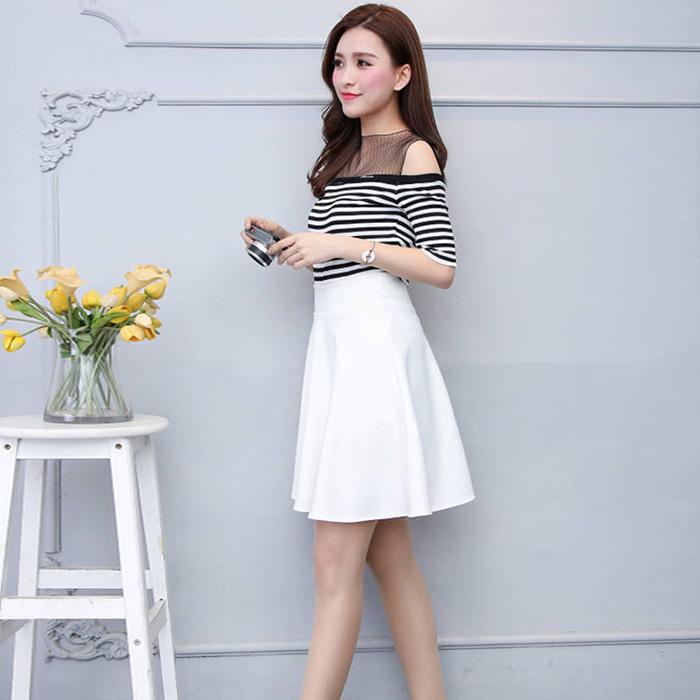 Summer Women Balck Short Skirt Pleated Skirt A-line Skirt Elastic High Waist Sexy Thin Puff Skirt