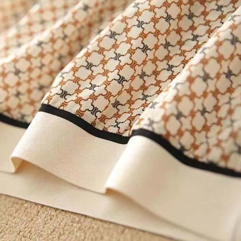 Silk Ice Silk Short-sleeved Women's Top High-end Western-style Printed Shirt Summer Ribbed Temperament All-match Trend