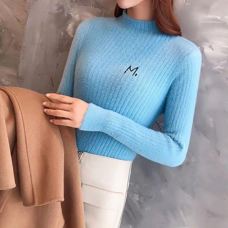 Pofulove long-sleeved winter ultra-thick undershirt women's waterproof mink half turtleneck