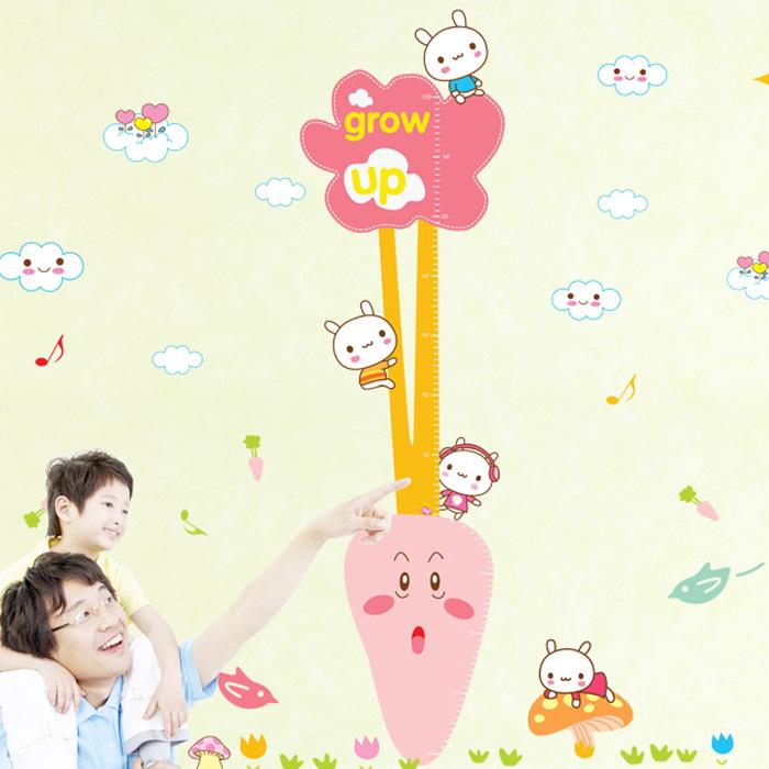 Measuring height stickers Little white rabbit pulling radish height stickers Kindergarten decoration