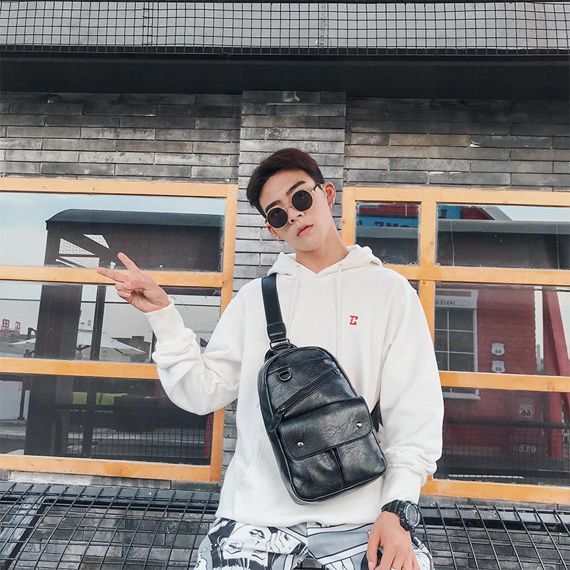 Chest Bag Male Black Multi-pocket Dark Buckle Crossbody Outdoor Sports Shoulder Bag