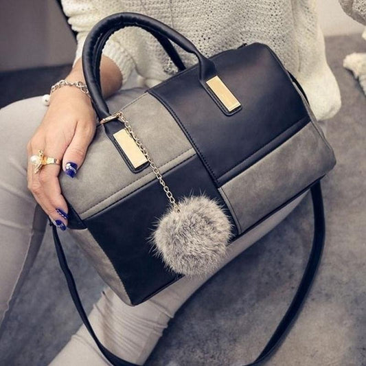 Fashion Stitching Handbag Boston Shoulder Messenger BagWomen PU Leather Crossbody Hand/Shoulder Bags